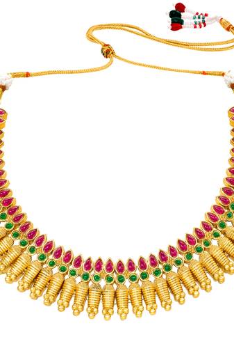Women's faux ruby faux emerald studded necklace earrings set jewelry for