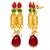 Women's faux ruby faux emerald studded necklace earrings set jewelry for
