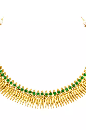 Women's faux emarald studded ethnic necklace earrings set jewelry for women