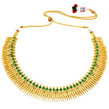 Women's faux emarald studded ethnic necklace earrings set jewelry for women 2