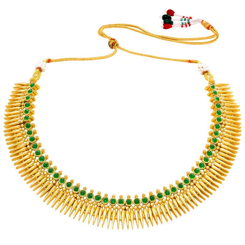 Women's faux emarald studded ethnic necklace earrings set jewelry for women