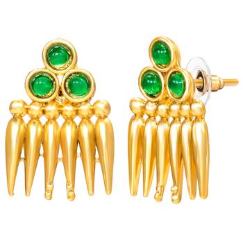 Women's faux emarald studded ethnic necklace earrings set jewelry for women 3
