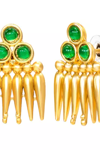 Women's faux emarald studded ethnic necklace earrings set jewelry for women