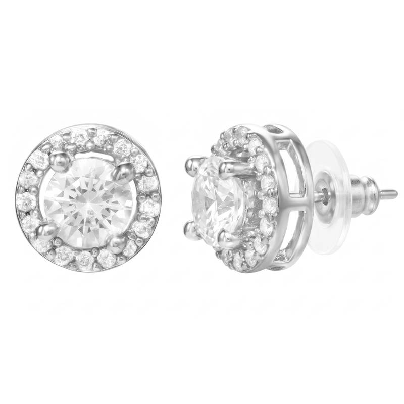 Women's brass silver toned five round mangalsutra & stud earring set