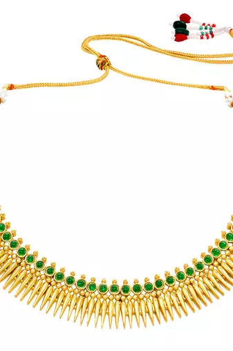 Women's faux emarald studded ethnic necklace earrings set jewelry for women