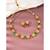 Women's rani pink green synthetic stone studded necklace drop earrings