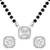 Women's silver toned square solitaire mangalsutra & stud earring  set