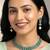 Green oxidised necklace earrings set for women faux emerald studded |