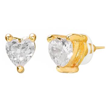 Women's golden toned heart solitaire mangalsutra & stud earring set 5