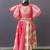 Beige Coral Printed Organza Lehenga Set