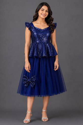 Blue Embroidered Cotton Silk Lehenga Set