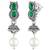 Green oxidised necklace earrings set for women faux emerald studded |