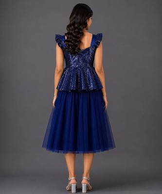 Blue Embroidered Cotton Silk Lehenga Set 2