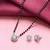 Silver toned round solitaire black beaded mangalsutra with earrings