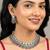 Rani pink green oxidised necklace earrings set faux ruby emerald
