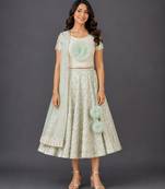 Green Embroidered Georgette Lehenga Set