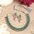 Green oxidised necklace earrings set faux emerald studded festive