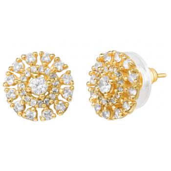 Women's golden toned floral mangalsutra & stud earring jewelry set 5