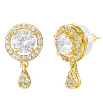 Women's brass golden toned round drop mangalsutra & earring  set 5