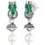 Green oxidised necklace earrings set faux emerald studded festive