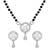 Women's brass silver toned round drop mangalsutra & earring  set