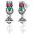 Rani pink green oxidised necklace earrings set faux emerald ruby