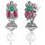 Rani pink green oxidised necklace earrings set faux emerald ruby