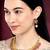 Women's floral shaped faux stone studded necklace earrings set bharatanatyam