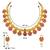 Women's floral shaped faux stone studded necklace earrings set bharatanatyam