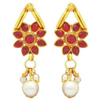 Women's floral shaped faux stone studded necklace earrings set bharatanatyam 5