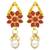Women's floral shaped faux stone studded necklace earrings set bharatanatyam