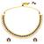 Blue crystals & pearl studded necklace earrings set jewelry for women