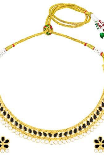 Women's crystals & pearl studded necklace earrings set jewelry for women