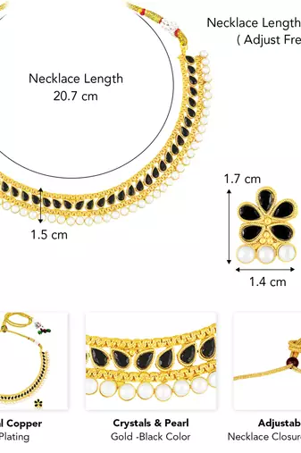 Women's crystals & pearl studded necklace earrings set jewelry for women
