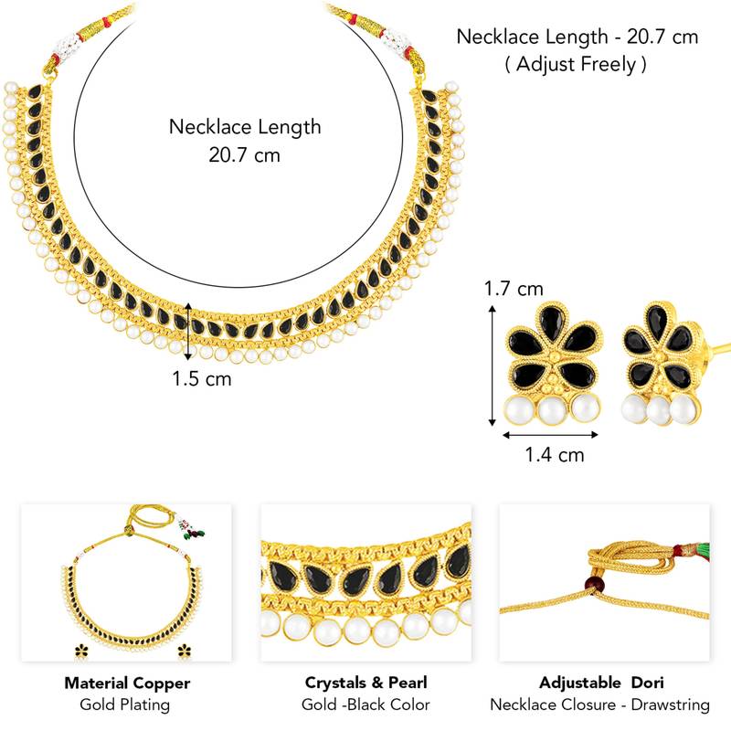 Women's crystals & pearl studded necklace earrings set jewelry for women