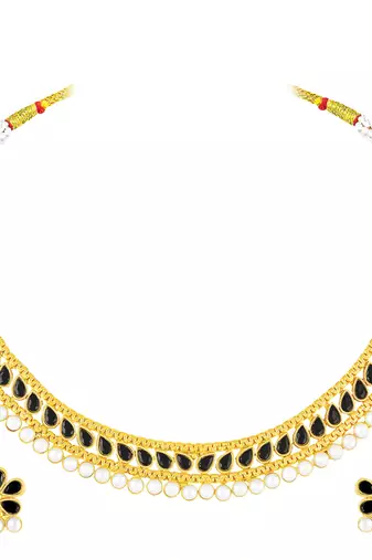 Women's crystals & pearl studded necklace earrings set jewelry for women