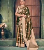 bronze zari silk blend woven festive wear saree