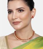 Women's faux kundan pearl fancy choker necklace bharatanatyam jewelry set set