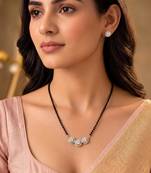 Women's brass golden toned triple round mangalsutra set with s-hook
