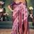 onion pink zari silk blend woven festive wear saree