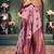 onion pink zari silk blend woven festive wear saree