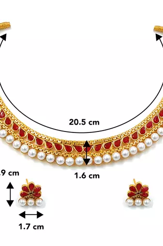 Women's faux kundan pearl fancy choker necklace bharatanatyam jewelry set set