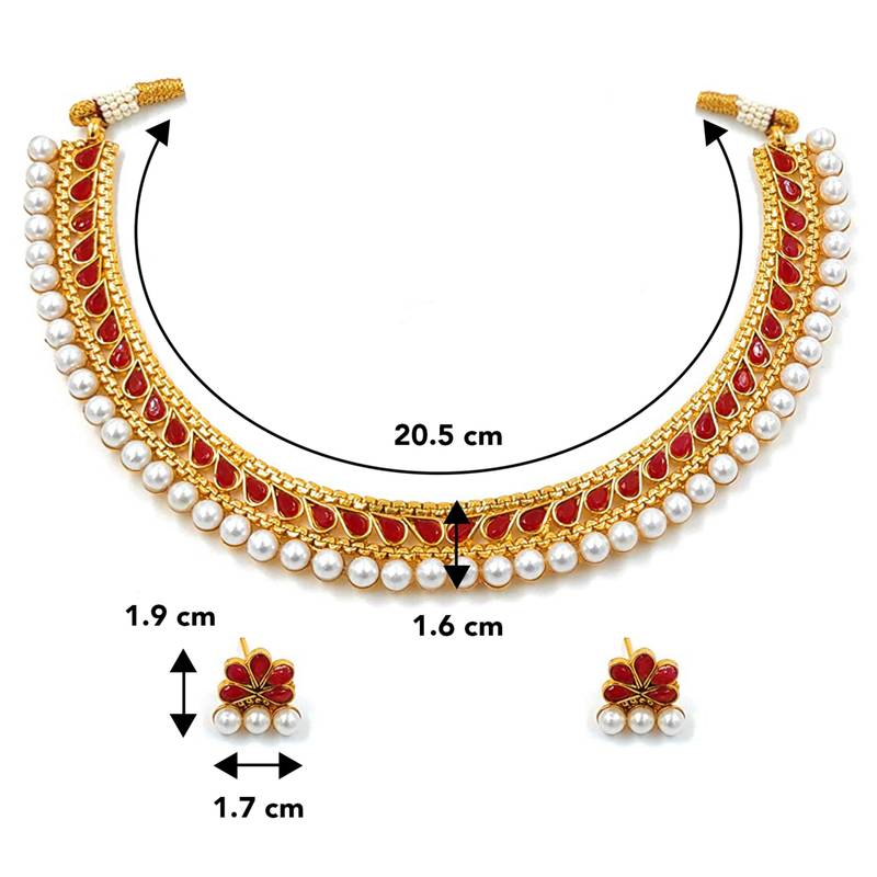 Women's faux kundan pearl fancy choker necklace bharatanatyam jewelry set set