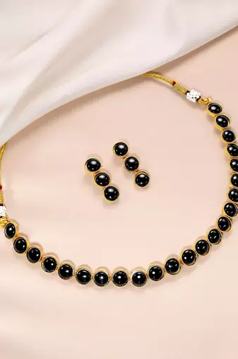 Women's faux kundan choker necklace bharatanatyam jewelry set with earrings