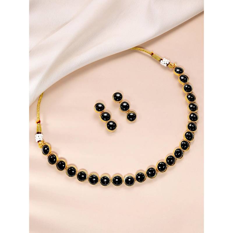 Women's faux kundan choker necklace bharatanatyam jewelry set with earrings