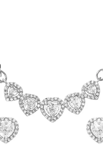 Women's brass silver toned five heart mangalsutra & stud earring set