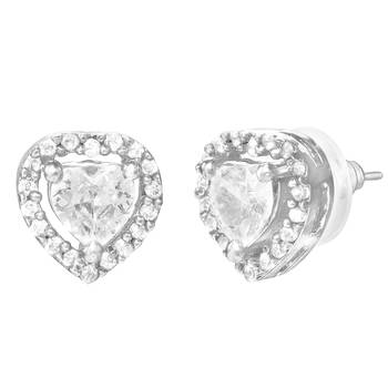Women's brass silver toned five heart mangalsutra & stud earring set 5
