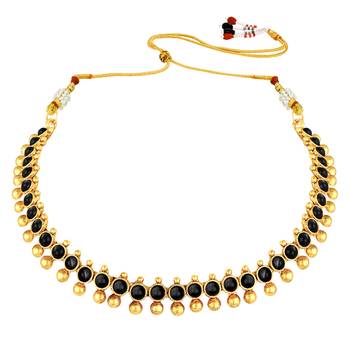 Women's black choker necklace with stud earrings for women temple 3