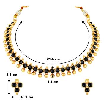 Women's black choker necklace with stud earrings for women temple 4