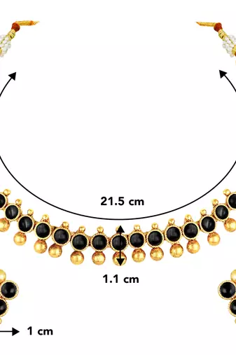 Women's black choker necklace with stud earrings for women temple